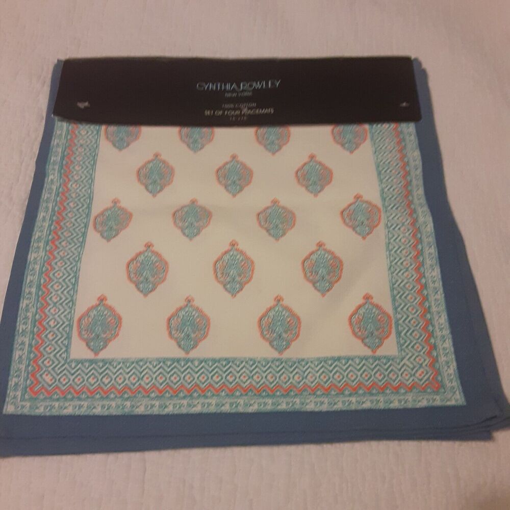 Cynthia Rowley 109% Cotton Placemats Square 15x15 Moroccan